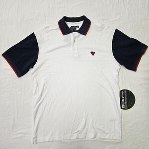 Bad Birdie Pique Golf Polo USA White Navy Men's Size Medium